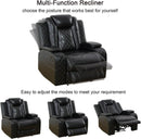 Power Recliner Sofa With LED Lights Black Leather 2 Piece