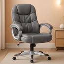 Gray High Back Office Chair Adjustable Height PU Leather