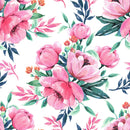 Modish White Wallpaper with Pink Flowers Smart