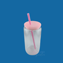 16oz Sublimatable Glass Glitter Globe - Pink