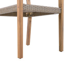 Outdoor Dining Chairs Set of 2, Light Teak Acacia Wood Frame and Multi Light Brown PE Wicker, Ideal for Patios, Gardens