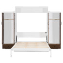 Full Size Murphy Bed Wall Bed with Closet ,Drawers and Table,White