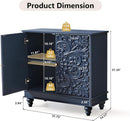 Midnight Blue Luxury Accent Sideboard With 2 Doors