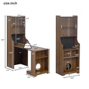 Mid-Century Modern Walnut Vintage Multi-use Cabinet With Cat scratcher Bed cat friendly furniture