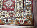 Turkish Caucasian Rug 4x7, Vintage Hand-Knotted Wool Turkish Talish Carpet 4 x 7, Cream, Burnt Orange Carmine Red Area Rug, Bohemian Rug