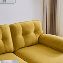 Modern Velvet L-Shaped Sectional Sofa for Living Room or Bedroom, Yellow, 82.6'