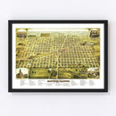 Vintage Map of Mattoon, Illinois 1884