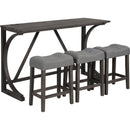 4-Piece Bar Table Set with Power Outlet, Dining Bar Table and Chairs Set,Bar Table Set with 3 Padded Stools for Living Room, Dining Room, Game Room, Dark Gray