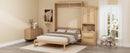 Full Size Solid Wood With Rattan Murphy Bed Cabinet Space-Saving Bed with 1 Side Cabinet Storage Shelf, Perfect for Guest Room, for Bed Room, Guest Room, Home Office, Natural