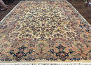 Antique Karastan Rug 8.8 x 12 Lanamar Floral Ivory Kirman Wool Discontinued