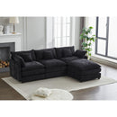 Modular Sectional Sofa, 3-Seater Sofa with Ottoman, Modern L-Shaped Sofa for Living Room Bedroom Apartment