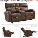 65.7 Inch Dark Brown Zero Wall Power Recliner Loveseat