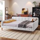 Full Size Upholstered Daybed with 4 Support Legs,Beige(Old SKU:DL001825)