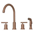 Two-Handles Copper Widespread Kitchen Faucet with Plastic Side Sprayer