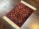 Small Pak Persian Handmade Wool Rug 1.7 x 2, Red
