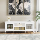 55 Inch TV Stand White With Storage Shelves And Cubbies