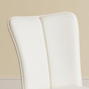 Modern minimalist dining chairs, white PU back and seat cushion, white metal legs, suitable for dining room,living room.Cream-Style dining chairs with a vertical line design on backrest.Six Pieces.