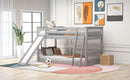 Twin over Twin Bunk Bed with Convertible Slide and Ladder, Gray(Old SKU: SM000213)