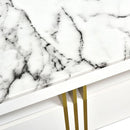 Modern Luxury TV Stand and Coffee Table Set of 2, High Gloss Faux Marble Top, TV Stand for TVs Up to 78", Rectangle Coffee Table with Caster Wheels for Living Room, White