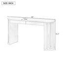 U_Style 59-inch Long Console Table,Oak Veneer Sofa Table,Curved and Straight Line Design,Behind the Couch, Farmhouse Entryway Table for Entrance, Hallway, Living Room (Navy Blue)