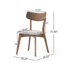 7-Piece Mid-Century Dining Set with Walnut Finished Frame, Upholstered Dining Chairs,Light Beige Chairs and Walnut Wood Table