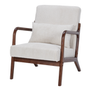 Mid-Century Modern Accent Chair, Arm Chair Living Room Chairs with Pillow Upholstered Reading Chair with Solid Wood Frame & Living Room Bedroom Balcony (beige)