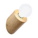 DecorBites™ Minimalist Wood Wall Mount Sconce Light - Angled Pole Design, Beige Shade, Open Bulb