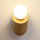 DecorBites™ Minimalist Wood Wall Mount Sconce Light - Angled Pole Design, Beige Shade, Open Bulb