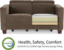 62.2 Inch Wall Hugger Power Loveseat Recliner with Adjustable Headrest and USB Ports in Coffee Fabric