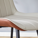 Extended Seat Cushion PU Dining Chair Set - Four Pieces.Smooth line design,Integral metal leg structure,Can integrate well into various modern home decoration styles.Gray and Brown Splicing Colors.