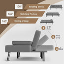 Grey Futon Sofa Bed With Adjustable Back And Cup Holders