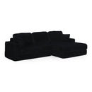 Modern Minimalist Style L Shape Modular Sectional Sofa with Corduroy Finish in Black