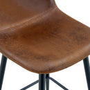 Brown Techno-Fabric Bar Chair Set - Two Pieces, Rounded Backrest, Black Metal Legs, Multiple Colors