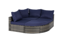 8 Piece Outdoor Patio Sofa Set, Sectional L- Shaped Patio Furniture Wicker Patio Conversation Set with Curved Sofa  Ottoman & Glass Top Table for Backyard Poolside