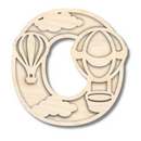 Unfinished Wood Layered Themed Letters | Clouds & Hot Air Balloons | A-Z | 2 Piece | up to 24"