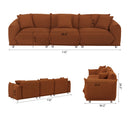 Originality Shapes Curry Lambswool Sherpa 4 Seater Sofa With Metal Legs, Solid Wood Frame Couch with 3 Pillows, Linear and Modular Version Design, Possibility Combined Armchair Current Style