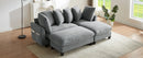 Modern L-Shaped Sectional Sofa with Storage, Movable Ottoman, and Throw Pillows, Grey Chenille, 83'