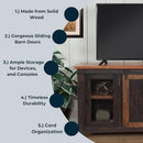 65 Inch Solid Wood TV Stand Antique Black Distressed Pine