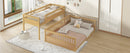 Twin XL over Queen Bunk Bed with Ladder and Guardrails, Natural