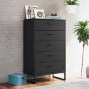 Modern 5-Drawer Chest with Safety Stop, Black Finish for Bedroom