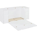 Full Size Murphy Bed with Drawers, Cabinets and USB Ports,White