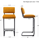 Velvet Bar Height Stools Orange Cantilever Set of 2