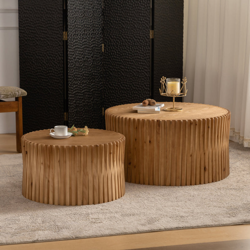 Walker Edison | Textured Nesting Coffee Table Set