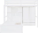 White Twin Over Twin Bunk Bed With Drawers And Wardrobe