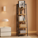 Ladder Shelf Bookcase 5 Tier Rustic Brown Freestanding