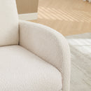 25.4'W Ivory Rocking Chair for Nursery, High Back Glider with Retractable Footrest, Boucle Upholstery, Rubber Wood Legs