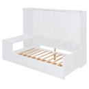 Twin Size Wooden Daybed With Three Drawers, and All-in-One Cabinet, Desk and Shelves, White