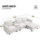 [VIDEO+NEW]109*57' Modern Sectional Cloud Sofa with Console,USB charger,Reading Light,Cup Holder,Wide Seat,4 Seat Chenille Modular Couch,Storable Indoor Funiture for Living Room,Apartment,2 Colors