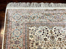 Wonderful Silk Hereke Rug 8x12, Silk Pile on Silk Foundation, Ivory/Cream, Floral Pattern, Handmade, Vintage