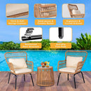 Outdoor Patio Wicker Bistro Set 3 Piece Yellow Beige